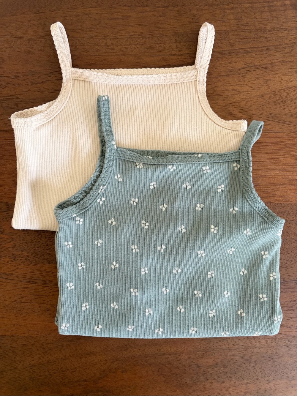 H&M Baby Ribbed Tank Top Bodysuit - Cream & Sage Floral